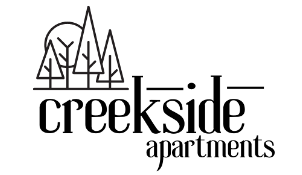 a logo with the words creepside apartments on a green background